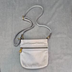 Fossil Crossbosy Y2K Small Light Gray Blue Gray Leather Purse